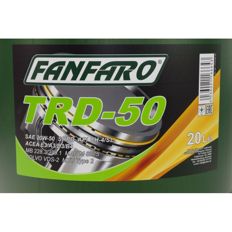 FANFARO PAILA 20W50 MINERAL TRD 15 20LT